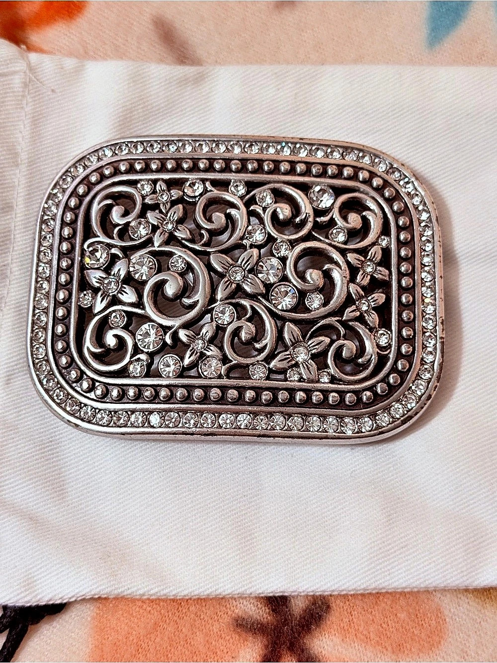 Blazin Roxx Rhinestone Filigree Belt Buckle Western Glitz Silver Tone - Picture 2 of 4